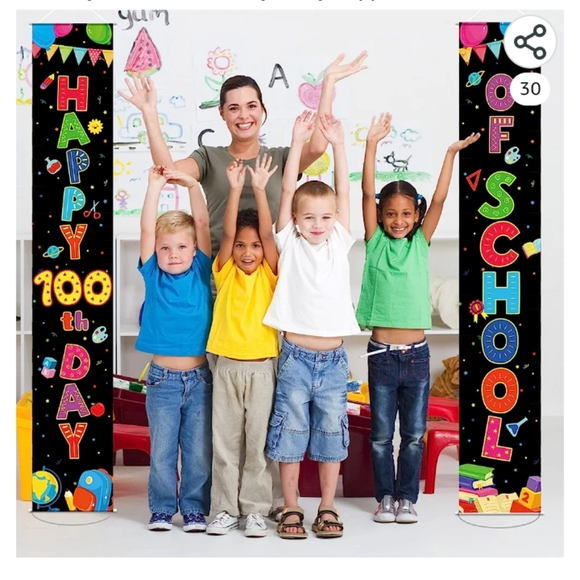 Happy 100th Day of School Set of Banners - Picture 1 of 5